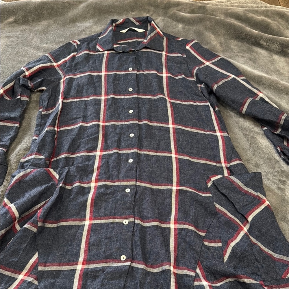 Zara Navy and Red Plaid Mini Dress